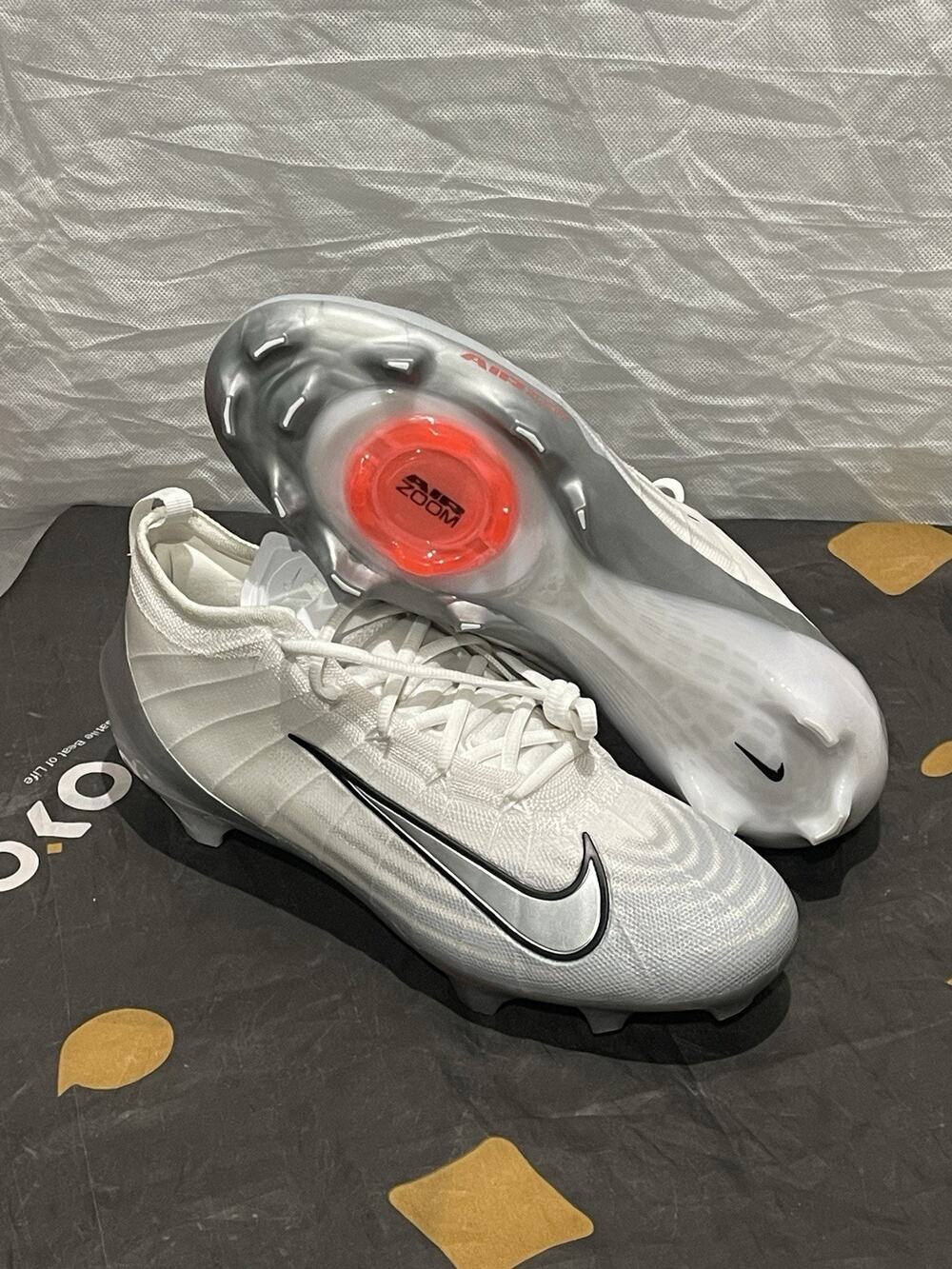 New Men’s 10 Nike Zoom Vapor Elite 1 White Metallic Silver Cleats FB3288-100